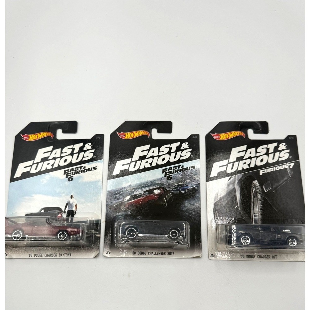 Hot Wheels Fast & Furious Dodge Charger Daytona Challenger SRT8 R/T Lot of 3